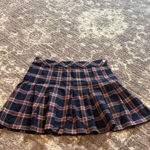 H&M Navy and Red Plaid Skater Skirt